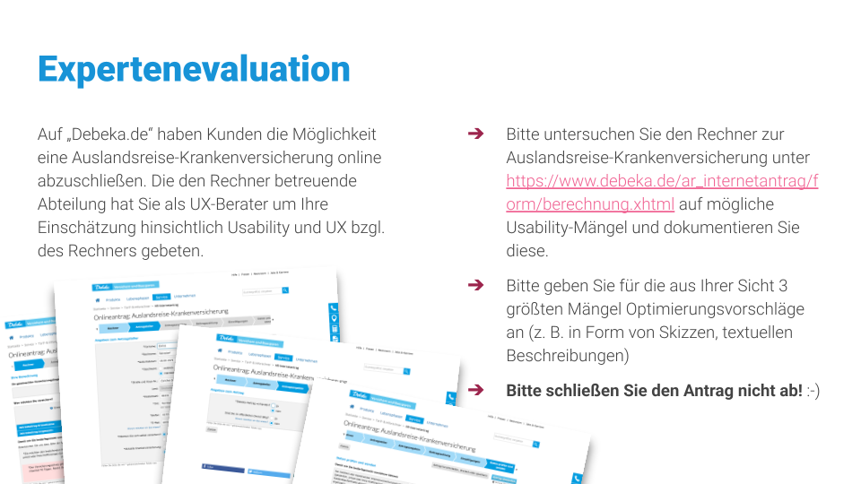 Debeka – UX-Berater Probeaufgaben