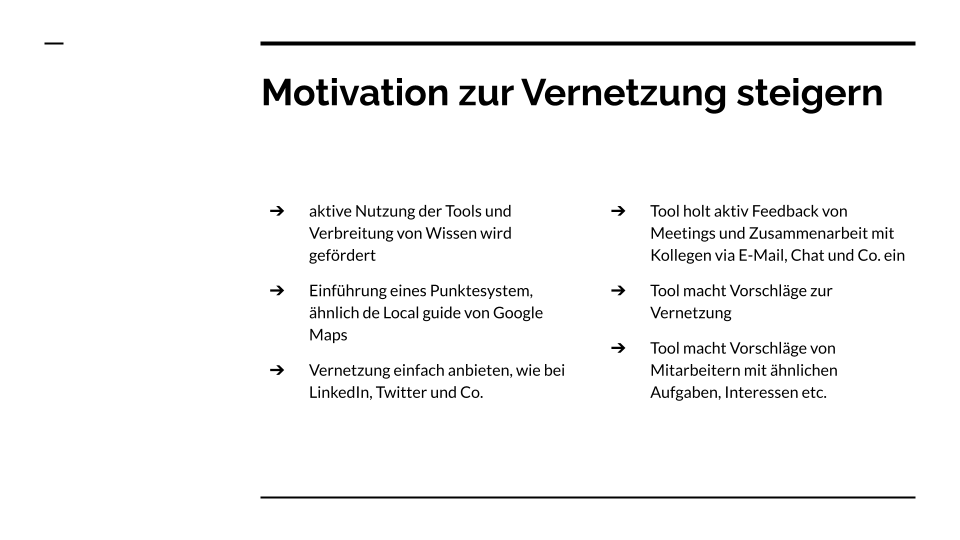 Maßnahmen zur Motivationssteigerung: Punktesystem, smarte Vernetzungsvorschläge und kontextbasierte Feedback-Integration